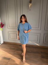 Denim short dress with sling bag (Gucci)